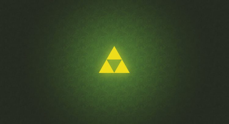 A green background with an image of the triforce.