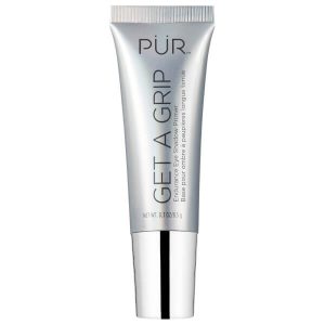 A silver tube of pur cosmetics ' get a grip primer.
