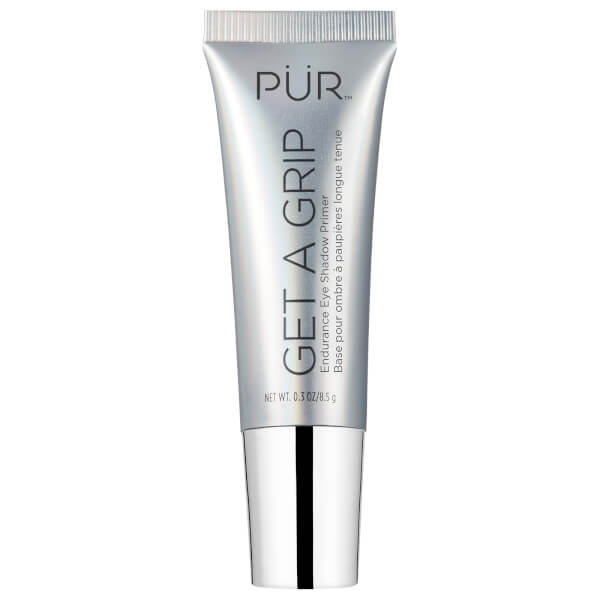 A silver tube of pur cosmetics ' get a grip primer.